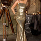 Vestido de noche moderno y ceñido Ladivine J905 sin tirantes con lentejuelas y transparencia lateral
