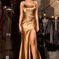 Ladivine J906 Show Stopper Sleek Fitted Liquid Satin Gown