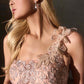 Ladivine J909 One Shoulder 3D Floral Applique Full Lace Beaded A-Line Gown