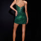 Minivestido ajustado brillante con adornos de cristal Ladivine J912