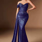 Ladivine J913 Vestido ceñido metálico de un solo hombro con fajín