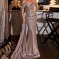 Ladivine J913 Vestido ceñido metálico de un solo hombro con fajín