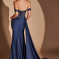 Vestido de fiesta Ladivine J914 con hombros descubiertos, corte ajustado, fajín lateral y escote corazón