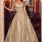 Vestido de gala corsé deshuesado de tul brillante Ladivine J915