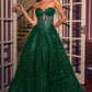 Vestido de gala corsé deshuesado de tul brillante Ladivine J915
