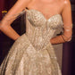 Vestido de gala corsé deshuesado de tul brillante Ladivine J915