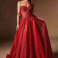 Vestido de gala corsé deshuesado de tul brillante Ladivine J915