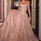 Vestido de gala corsé deshuesado de tul brillante Ladivine J915