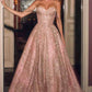 Vestido de gala corsé deshuesado de tul brillante Ladivine J915
