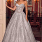 Vestido de gala corsé deshuesado de tul brillante Ladivine J915