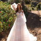 Nox Anabel JE1001L Long Puff Sleeve Strapless Corset A-Line Bridal Gown