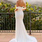 Nox Anabel JE1007 Vestido largo entallado con aberturas y hombros descubiertos en blanco