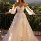 Nox Anabel JE990L Long Puff Sleeve Strapless Corset A-Line Bridal Gown