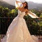 Nox Anabel JE990L Long Puff Sleeve Strapless Corset A-Line Bridal Gown