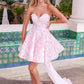 Nox Anabel JQ1017 Vestido acampanado con lazo grande en la espalda y estampado floral, cuello corazón