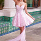Nox Anabel JQ1017 Vestido acampanado con lazo grande en la espalda y estampado floral, cuello corazón