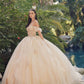 Vestido de quinceañera abullonado con hombros descubiertos estilo A-Line Juliet JT1448J