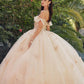 Vestido de quinceañera abullonado con hombros descubiertos estilo A-Line Juliet JT1448J