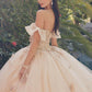Vestido de quinceañera abullonado con hombros descubiertos estilo A-Line Juliet JT1448J