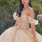 Vestido de quinceañera abullonado con hombros descubiertos estilo A-Line Juliet JT1448J