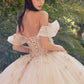 Vestido de quinceañera abullonado con hombros descubiertos estilo A-Line Juliet JT1448J