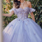 Vestido de quinceañera abullonado con hombros descubiertos estilo A-Line Juliet JT1448J