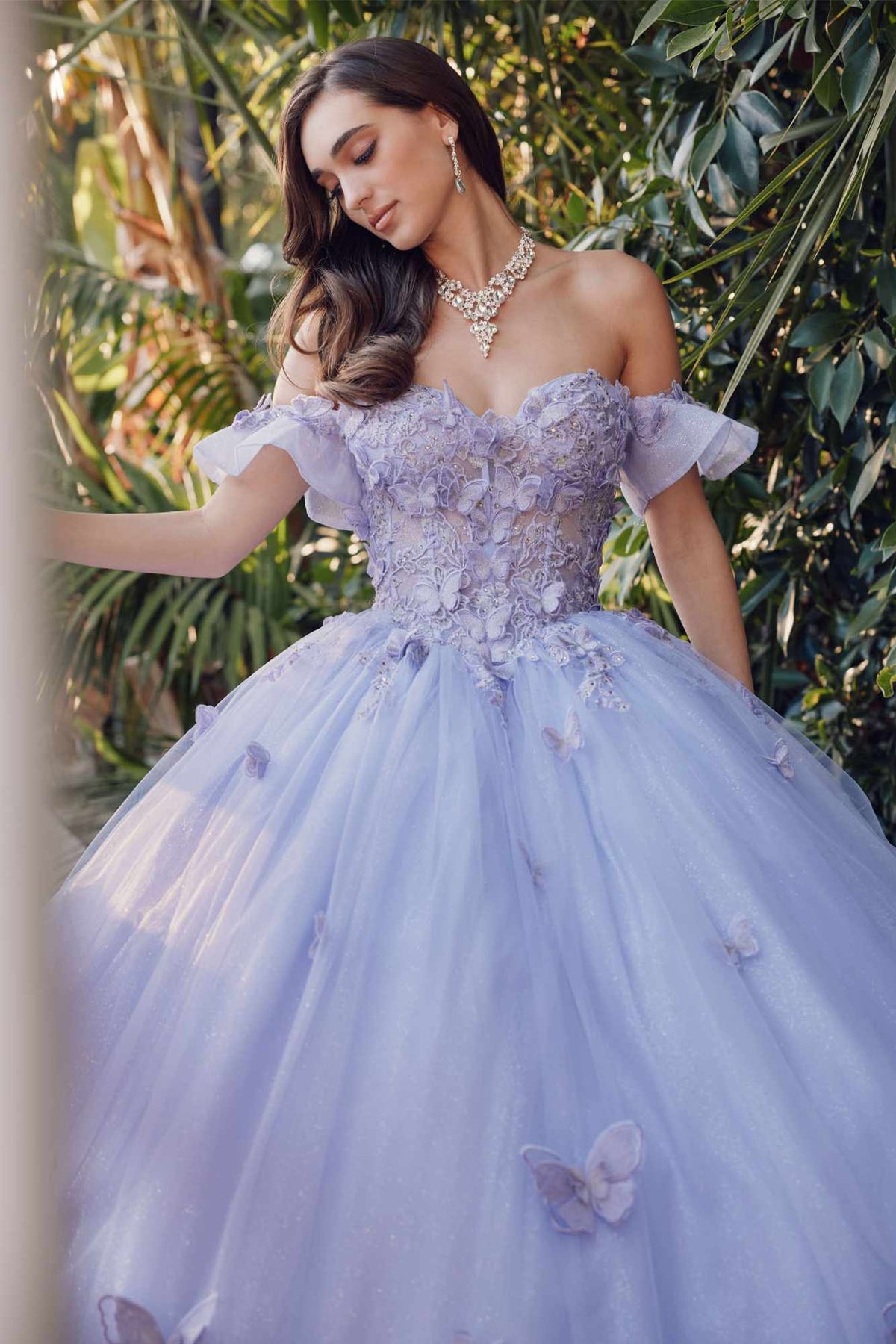 Vestido de quinceañera abullonado con hombros descubiertos estilo A-Line Juliet JT1448J