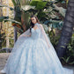 Vestido de Quinceañera Juliet JT1449J Estraple Abullonado con Escote Corazón Incluye Capa