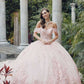 Juliet JT1458J Off the Shoulder Draped Sleeve Cathedral Train Quince Dress