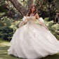 Juliet JT1465H Dress 3d Flowers Applique Puff Sleeve Quinceanera Dress