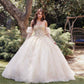 Juliet JT1465H Dress 3d Flowers Applique Puff Sleeve Quinceanera Dress