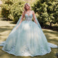 Juliet JT1466H Dress 3D Multi Floral Applique Cape Sleeve Quinceanera Gown