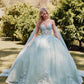 Juliet JT1466H Dress 3D Multi Floral Applique Cape Sleeve Quinceanera Gown