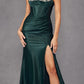 Juliet JT2434A Long V-Neck Embellished Corset Bodice Fitted Mermaid Gown
