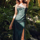 Juliet JT2434A Long V-Neck Embellished Corset Bodice Fitted Mermaid Gown