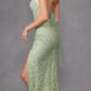 Juliet JT2437A Fully Beaded Embellished Long Fitted Slit Gown