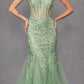 Juliet JT2441S Long Corset Bodice Embellished Sleeveless Mermaid Dress
