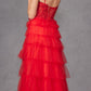 Juliet JT2451S Long Lace Bodice Sleeveless A-line Ruffled Gown