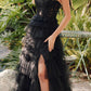 Juliet JT2451S Long Lace Bodice Sleeveless A-line Ruffled Gown
