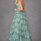 Juliet JT2454K Long Boned Bodice Tiered Layered Sequin Detail A-Line Gown
