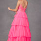 Vestido largo de tul acampanado con volantes y corpiño de lentejuelas Juliet JT2457H