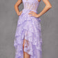 Juliet JT2463A Long Tiered Ruffled Skirt A-Line Boned Bodice Dress