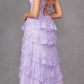 Juliet JT2463A Long Tiered Ruffled Skirt A-Line Boned Bodice Dress
