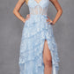 Juliet JT2463A Long Tiered Ruffled Skirt A-Line Boned Bodice Dress