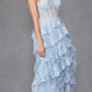Juliet JT2463A Long Tiered Ruffled Skirt A-Line Boned Bodice Dress