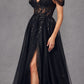 Juliet JT2466A Long Cold Shoulder Sweetheart Corset Bodice A-Line Gown
