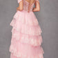 Juliet JT2467K Long Off the Shoulder Draped Sleeve A-Line Gown