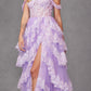 Juliet JT2467K Long Off the Shoulder Draped Sleeve A-Line Gown