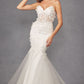 Vestido de trompeta largo con escote corazón, corpiño deshuesado y adornado Juliet JT2469KW
