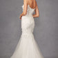 Vestido de trompeta largo con escote corazón, corpiño deshuesado y adornado Juliet JT2469KW